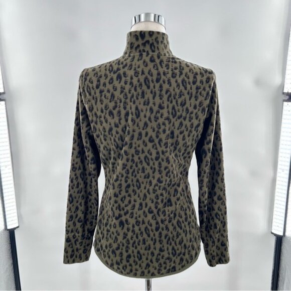 Old Navy Active Leopard Print Full Zip Jacket Green Black Medium - Picture 5 of 8